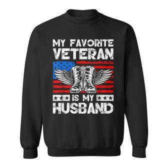 My Favorite Veteran Is My Husband American Us Flag Sweatshirt | Mazezy