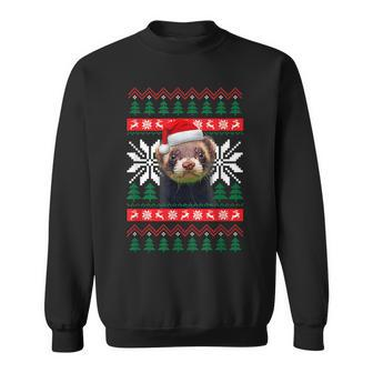 Ferret Ugly Christmas Sweater Style Santa Hat Animal Sweatshirt - Monsterry UK