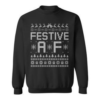 Festive Af Reindeer Adult Ugly Christmas Sweater Sweatshirt | Mazezy CA