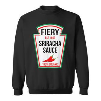 Fiery Sriracha Sauce Bottle Label Halloween Family Matching Sweatshirt - Thegiftio UK