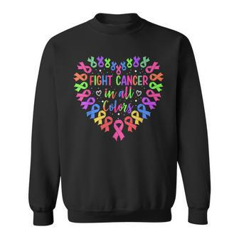 Fight Cancer In All Color Heart Breast Cancer Awareness Sweatshirt | Mazezy