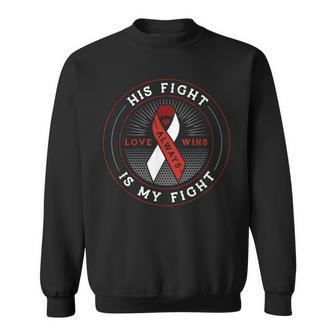 His Fight Is My Fight Ribbon Head And Neck Cancer Awareness Sweatshirt | Mazezy