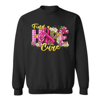 Find Hope Cure Leopard Pink Ribbon Breast Cancer Awareness Sweatshirt | Mazezy