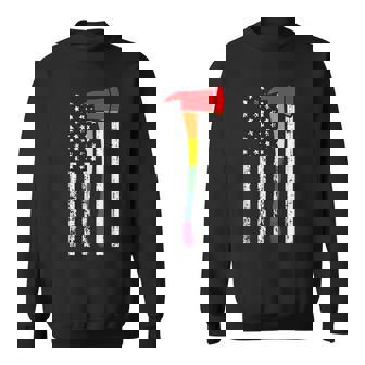 Firefighter American Flag Lgbt-Q Gay Pride Flag Fireman Ally Sweatshirt | Mazezy