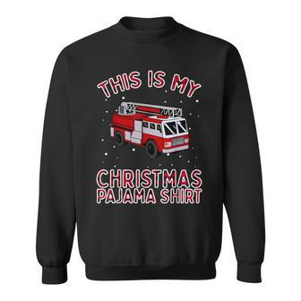 Firefighter Christmas Pajama Fire Truck Fireman Sweatshirt | Mazezy