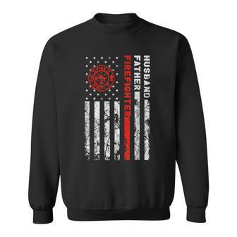 Firefighter Husband Father Fireman Fathers Day For Dad Sweatshirt | Mazezy