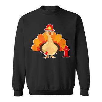 Firefighter Turkey Funny Thanksgiving Joke Sweatshirt | Mazezy