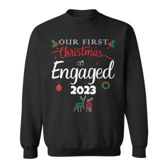 Our First Christmas Engaged 2023 Pajamas Couples Matching Sweatshirt | Mazezy DE