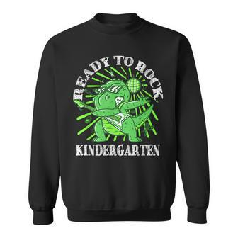 First Day Of Kindergarten T Rex Ready To Rock Kindergarten Sweatshirt | Mazezy
