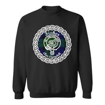 Fisher Surname Last Name Scottish Clan Tartan Badge Crest Funny Last Name Designs Funny Gifts Sweatshirt | Mazezy
