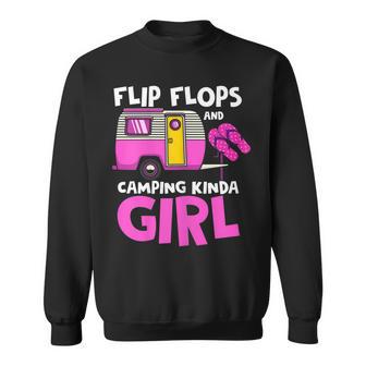 Flip Flops And Camping Kinda Girl Family Vacation Camping Sweatshirt | Mazezy