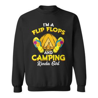 Flip Flops And Camping Kinda Girl Funny Women Camper Gift For Womens Sweatshirt | Mazezy DE