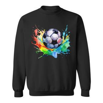 Football Watercolor Soccer Ball Artsy Splash Player Team Sweatshirt - Seseable