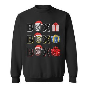 Formula Racing Car Tire Box Box Box Radio Call Fun Christmas Sweatshirt | Mazezy