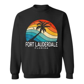 Fort Lauderdale Beach Florida Beach Palm Tree Souvenir Sweatshirt | Mazezy