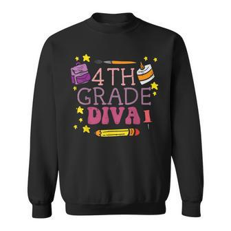 Fourth 4Th Grade Diva Cute First Day Of School Girls Kids Sweatshirt - Seseable