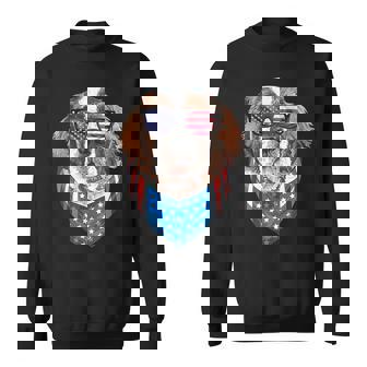 Fourth Of July Bernard American Flag July 4Th St Bernard Dog Sweatshirt | Mazezy