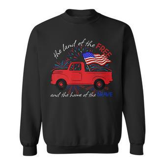 Fourth Of July Patriotic Classic Pickup Truck American Flag Sweatshirt | Mazezy