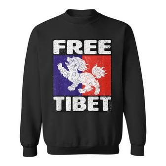 Free Tibet Flag Snow Lion Vintage Graphic Sweatshirt | Mazezy