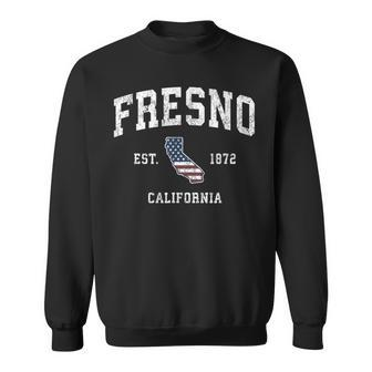 Fresno California Ca Vintage American Flag Sports Sweatshirt | Mazezy