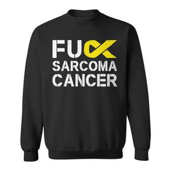Fuck Sarcoma Cancer Awareness Yellow Ribbon Warrior Fighter Sweatshirt | Mazezy
