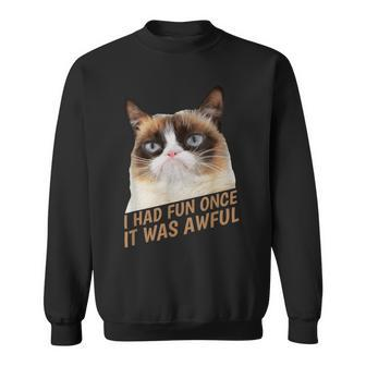 I Had Fun Once It Was Awful-Grumpy Cat-Face Sweatshirt - Thegiftio UK
