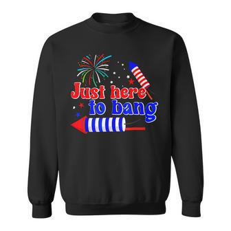 Funny 4Th Of July Fireworks Just Here To Bang American Flag Sweatshirt - Monsterry DE