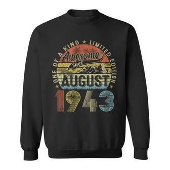 80 Years Old August 1943 Vintage Retro 80Th Birthday Sweatshirt - Seseable