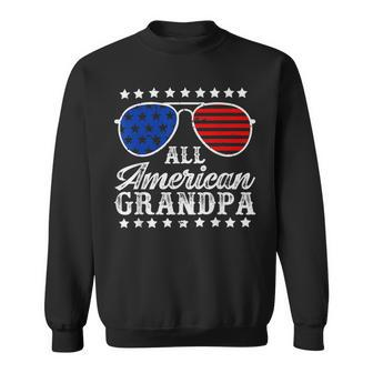 Funny All American Grandpa Sunglasses Usa 4Th Of July Sweatshirt - Seseable