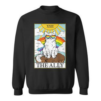 Funny Ally Cat Gay Pride Pride Sunglasses Cat Tarot Card Sweatshirt | Mazezy