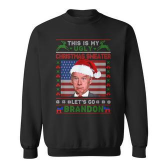 Anti Biden Ugly Christmas Sweater Let's Go Brandon Pjs Sweatshirt | Mazezy