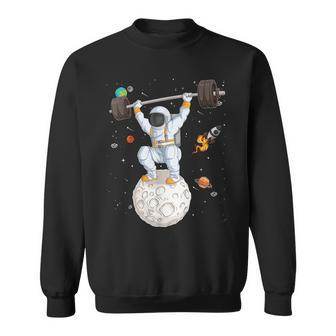 Funny Astronaut Space Weightlifting Fitness Gym Workout Men Sweatshirt | Mazezy
