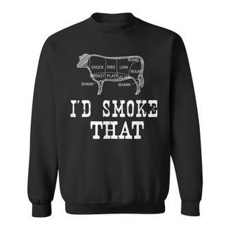 Funny Barbeque Gift Id Smoke That Cow Bbq Grill Chef Gifts Sweatshirt | Mazezy
