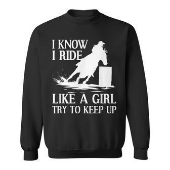 Funny Barrel Racing Gift For Women Girls Horse Racer Cowgirl Sweatshirt | Mazezy