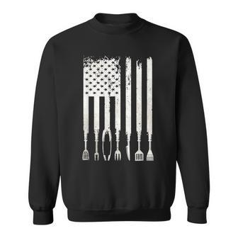 Funny Bbq American Flag Gift Smoker Grilling Barbecue Master Sweatshirt | Mazezy