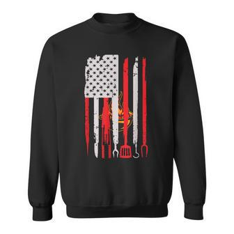 Funny Bbq Grilling Tools Vintage Usa Flag For Men Dad Gift For Mens Sweatshirt | Mazezy