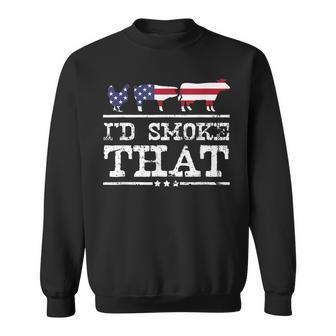 Funny Bbq Id Smoke That Meat Pitmaster Grill Gift Sweatshirt | Mazezy