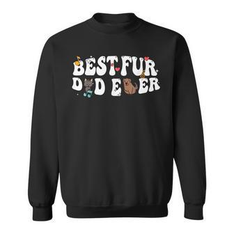 Funny Best Fur Dad Ever Fathers Day Groovy Dog Cat Owner Sweatshirt | Mazezy