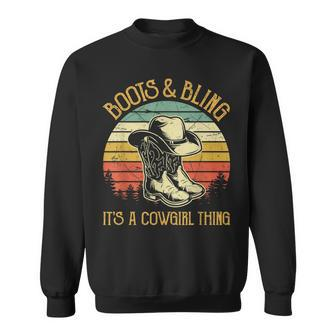 Funny Boots Bling For Women Cowgirl Country Life Sweatshirt | Mazezy