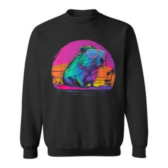 Funny Capybara Vintage Rodent Retro Vaporwave Aesthetic Goth Sweatshirt - Seseable
