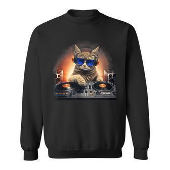 Funny Cat Dj Sweatshirt - Seseable