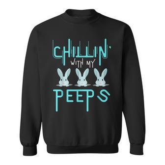 Funny Chillin With My Peeps Boys Men Easter Bunny Sweatshirt | Mazezy