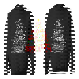 Christmas Decor Firefighter Truck Christmas Tree Sweatshirt | Mazezy