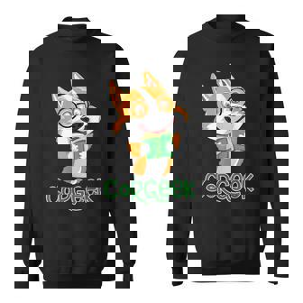 Funny Corgeek Corgi Geek Dog Pun Bookworm Bookish Humor Nerd Sweatshirt | Mazezy