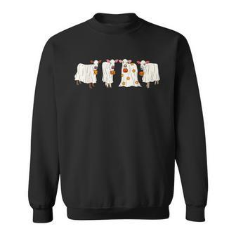 Cow Ghost Halloween Farmer Trick Or Treat Cow Lover Sweatshirt - Thegiftio UK