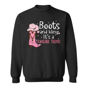 Funny Cowgirl Boots Bling For Girls Cute Love Country Life Sweatshirt | Mazezy AU