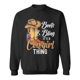 Funny Cowgirl Boots Bling Women Cute Love Country Life Sweatshirt | Mazezy