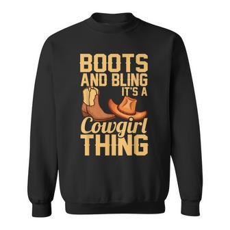 Funny Cowgirl Gift For Girls Women Cool Rodeo Boots Bling Sweatshirt | Mazezy CA