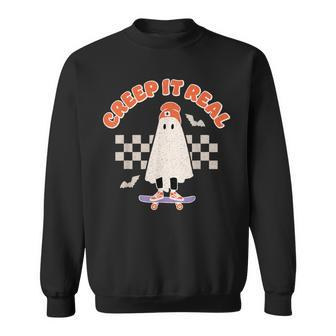 Creep It Real Cute Ghost Skateboard Halloween Costume Sweatshirt - Seseable