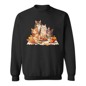 Cute Cat Lover Celebrating Thanksgiving Autumn Dinner Sweatshirt | Mazezy DE